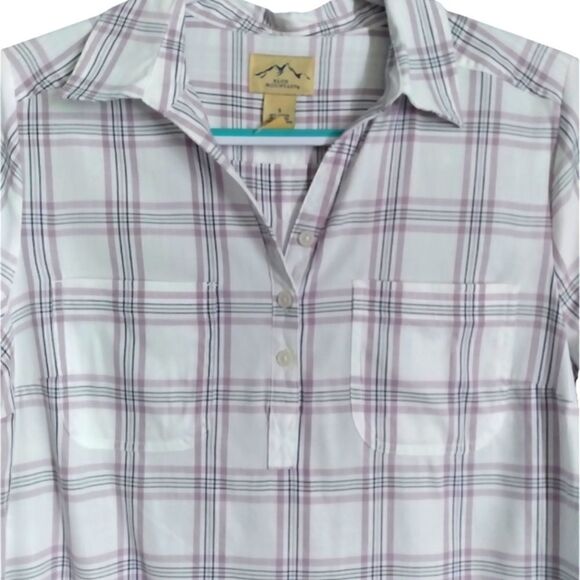4/$20 Blue Mountain | pink/white plaid popover tunic - Picture 4 of 8